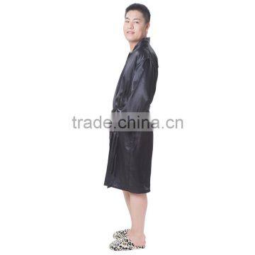 Wholesale Hot Sexy Fashion Black Satin Men Bath Robe photo-2
