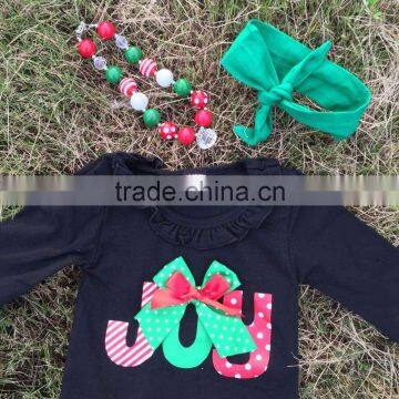 2-7t Winter Christmas Girl "JOY" Dress Children Long-sleeved Ruffle Clothing Kids Girl Christmas Party Costumes Xmas Gift photo-2