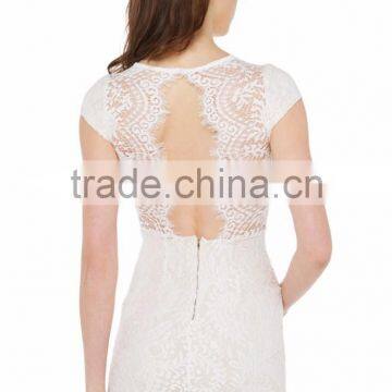 Sexy v Neck Cap Sleeve Cap Lace Dress for Lady photo-4