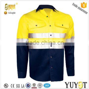 hi-vis long sleeve essentials two tone cotton work shirt with reflective tape