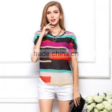 2017 Ladies Shirts Blouses Chiffon Women Short Sleeve Blouses photo-2