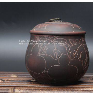 Nixing Pottery Vintage Tea Caddy Handmade Clay Tea Canister