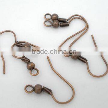 100 Pairs Copper Tone Ear Wire Hook With Spring and Ball 18*19mm photo-3