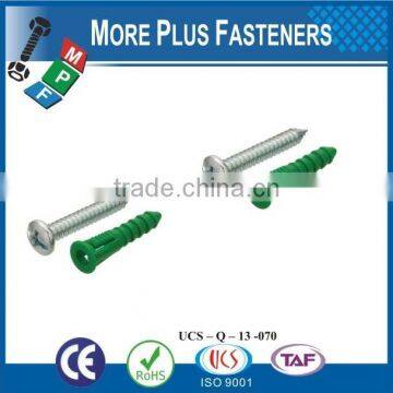 Made in Taiwan Carbon Steel Tapping Screw with Colorful Nylon Anchor