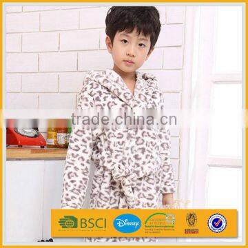 leopard kids children bathrobe coral fleece