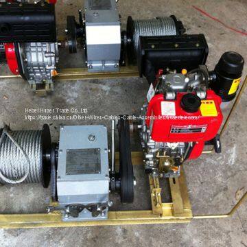 Engine Powered Winch With Steel Wire Rope