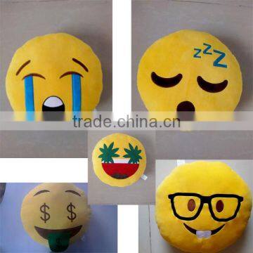 Fine embroidery extremly soft material various design Emoticon plush emoji pillow