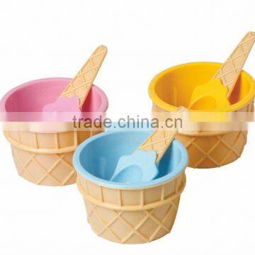 plastic Ice cream bowl and spoon set for kids