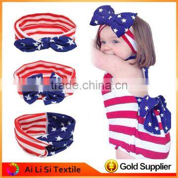 Baby 4th of July American Flag Headband,Baby Vintage American Flag Headband, Fashion USA Flag Turban Headband