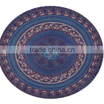 Indian Sanganeri Cotton Mandala Round Tapestry