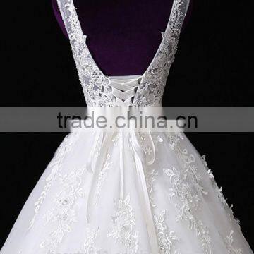 2017 Wholesale Sweetheart Sleeveless Lace Wedding Dresses Beaded V-neck Nackline Mermaid Lace Wedding Dress F13001 photo-3