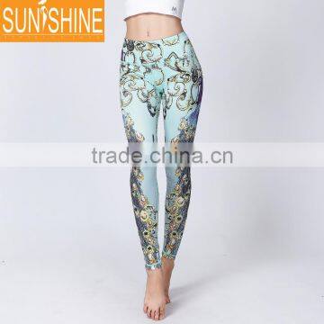 Custom Design Yoga Wear Women Peacock Pattern Fitness Private Label Yoga Pants