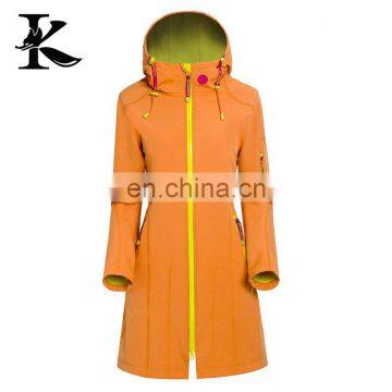 Long Style Women's Softshell Jacket Waterproof Breathable