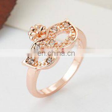 Korean Version of the High-quality Fashion Mask Gilded Gold Crystal Ring Tail Ring Girl Gift Ring photo-6