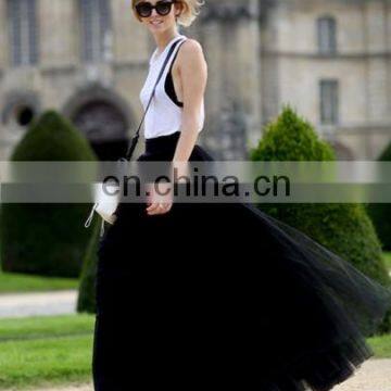 CK006 long skirts for women elegant black color hot sale maxi tulle skirt