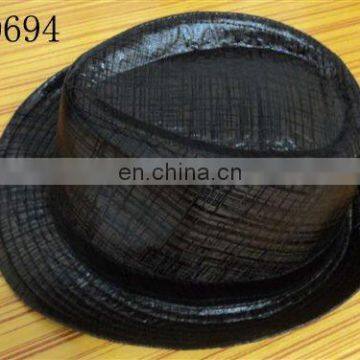 Bright black fedora hat