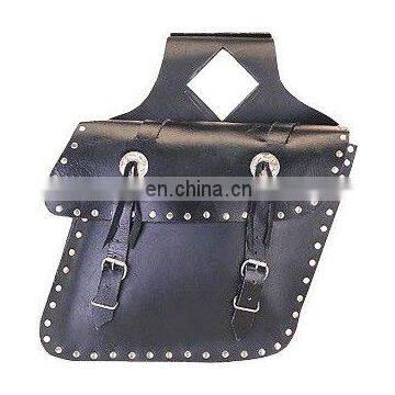 HMB-4008A LEATHER MOTORCYCLE SADDLE BAGS SET CONCHO SLANT STUDS