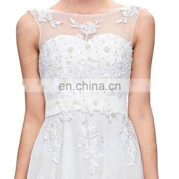Grace Karin Sleeveless V-Back White Chiffon Plus Size Prom Dress for Fat Women CL007555-4 photo-4