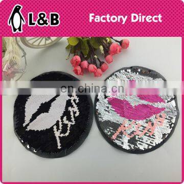 2017 Hot Sale Fashion Lips Design Double Face Sequin Patch for Clothes