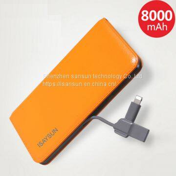 power charger usb power bank 8000 mah power bank external battery for iphone