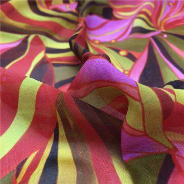 Good Touch Fine Quality Custom Digital Printed Pain Pure Chiffon Silk Fabric photo-5