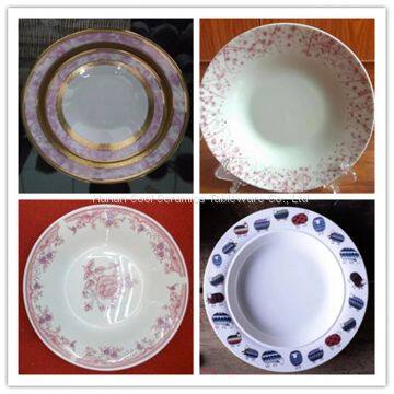 Ceramics Porcelain Turkey Soup Deep Plate,black Flower Printed Dish Plate,custom Printed Ceramic Plate photo-3