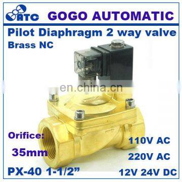 GOGO 2 Way Pilot Diaphragm Brass 220v ac 24vdc Water Pneumatic Normally Closed Electric Solenoid Valve 1 1/2" BSP 35mm GPX-40 photo-5