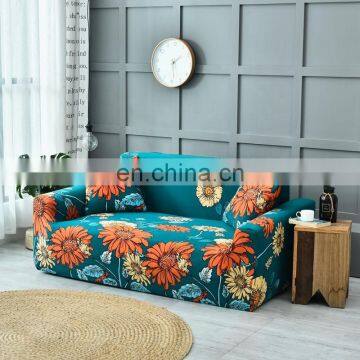 i@home quality full fabric blue universal elastic floral print stretchable sofa cover polyester