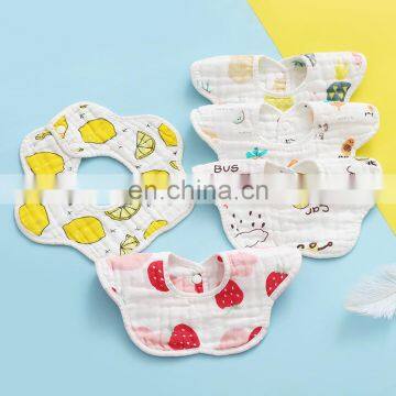 RTS Cotton Gauze Fabric  Baby Flower Shape Bibs Muslin Bibs Cotton Bibs