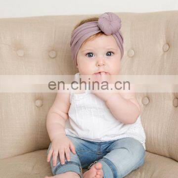 22Colors Baby Turban Nylon Headband Girls Solid Soft Headwraps With Ball