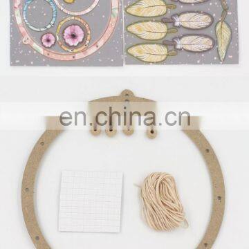 Customization Warm Wall Hanging Home Decor DIY Craft Supplies Hand Knitting Toy Handmade Dream Catcher With Feathers
