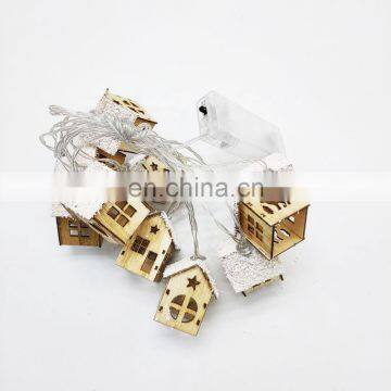 10LED String Wooden Christmas House Lights Hanging For Christmas Decoration Battery Operated photo-6