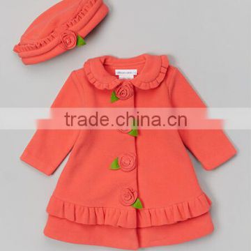 2014Wholesale girls pink and blue ruffle coats for children