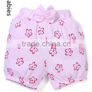 Whosale pictures of types of clothes kids pink cotton printed shorts