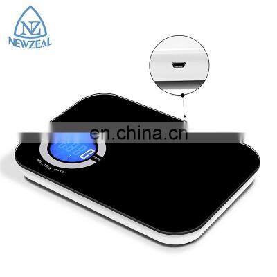 Hot Selling USB Rechargeable Glass Printing Logo Design Digital Household LCD 5kg Kitchen Scale