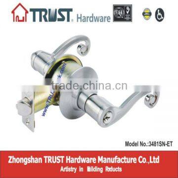 3481SN-ET:TRUST ANSI Grade 3 Cylindrical Lever Lock With Brass Cylinder