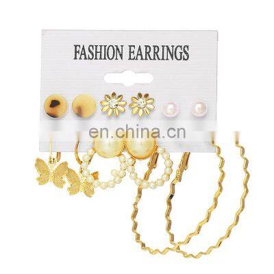 Golden Ear Ring Suit Korean Female Big Earring Simple Exaggerated Circle Ring