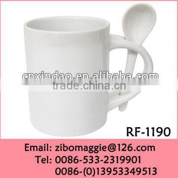 Persoanlzied Hot Sale White Wholesale Coffee Mugs Spoon in Porcelain Mugs Made in China with Good Quality