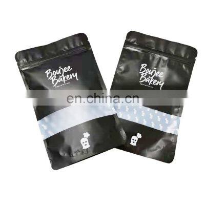 8oz Aluminum Foil Heat Seal Plastic Matte Black Stand up Plastic Pouch With Zipper and Window photo-5