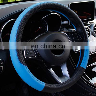 RTS Autoaby Car Steering Wheel Covers 37-38cm Universal PU Leather Steering-wheel Cover Automobiles Anti-slip Auto Accessories