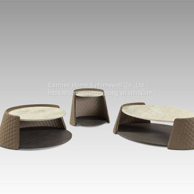 Concise Home LT2802-3 Luxury Side Table Oval Shape Luxurious Marble Top Side Table photo-2