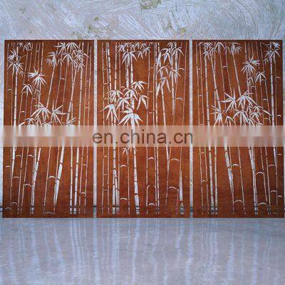 Corten Steel Screen Laser Cut and Engraved 2mm 3mm Thick Pattern Customizable Indoor/outdoor photo-4