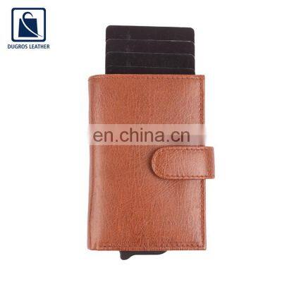 Nickle Fitting Chairman Lining Loop Closure Type Fashion Style Genuine Leather Smart Card Wallet from Indian Supplier
