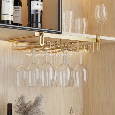 Punch Free Red Wine Glass Rack Hanging Upside Down Household Goblet Wine Glass Hanging Rack Nail Free High-end Wine Cabinet photo-3