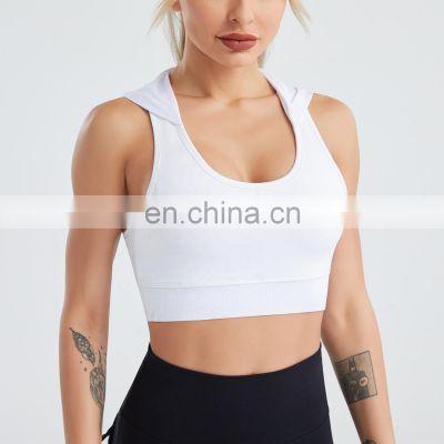 Hooded Running Grid Sports Vest Quick-Drying Breathable Nude Yoga Fitness Bra