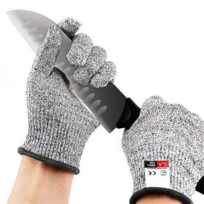 High Performance En388 Cut Resistant Knit Wrist Gloves Hand Protection Kitchen Cut Level 5 Protection Cut Resistant Glove