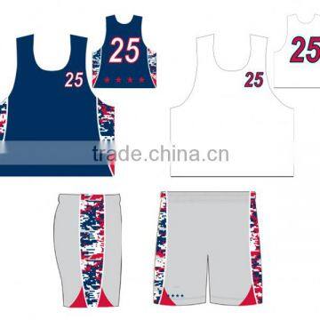 New camo design reversible pinnies and shorts Lacrosse uniforms for men