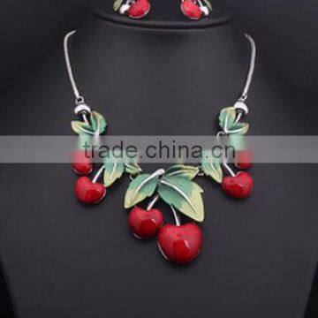 2015 fashion new design big red cherry necklace sets                        
                                                Quality Choice