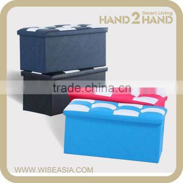 Faux Leather Cube Storage Organizer Basket with Red Blue Black