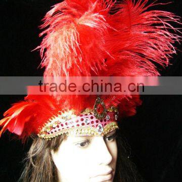 Women Hair Headdress With Ostrich Feather photo-2